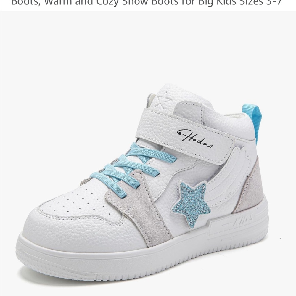 Kids White and Blue Star Sneakers